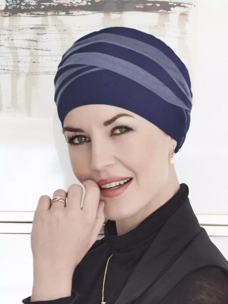 Shanti Turban | Dark Blue:Light Lilac _00